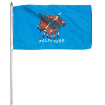 1 Dozen 12&quot;x18&quot; Oklahoma State Stick Flags 12x18in Handheld US State - $485.73 MXN