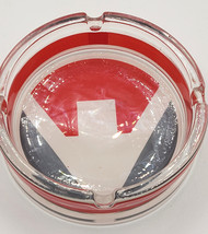 Vintage Cigarette Ash Tray Receptacle Trinket Dish Glass Art Deco Red White - $498.25 MXN