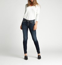 Silver Jeans Co. Women&#39;s Curvy Fit Mid Rise Skinny Dark Blue Jeans 29/29... - $36.45