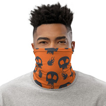 Halloween Design Skulls Orange Fire Breathable Washable Neck Gaiter Face Mask - £12.93 GBP