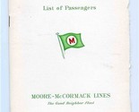Moore McCormack SS Brasil Passenger List 1964 New York Bermuda  - $34.74