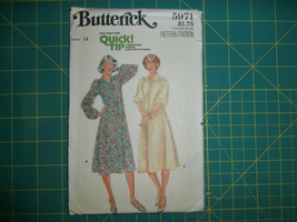 Butterick 5971 Size 14 Misses' Dress - $12.86