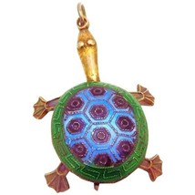 Vintage Sterling Silver Cloisonné Enamel Mechanical Turtle Pendant Charm... - £99.60 GBP