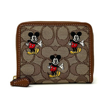 NWT Disney X Coach Small Zip Around Wallet In Signature Jacquard w/ Mickey Mouse - £91.87 GBP
