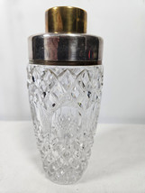 Vintage MCM Cut Crystal Cocktail Shaker with Silver Strainer &amp; Lid Mid C... - £78.14 GBP