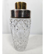 Vintage MCM Cut Crystal Cocktail Shaker with Silver Strainer &amp; Lid Mid C... - $99.95