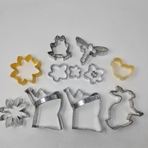 Vtg Metal Easter Spring Cookie Cutters Bunny Chick Flowers Frog Dragonfly 11 - £7.23 GBP