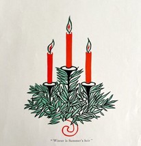 Winter Christmas Candles Print 1903 Color Off Set Litho Art Seasonal DWKK17 - £23.69 GBP