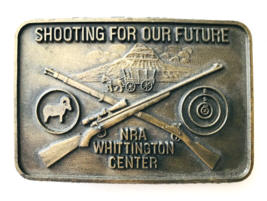 NRA Brass Belt Buckle Shooting For Our Future 3-1/2&quot; x 2-3/8&quot; Rifles Hunting - £15.42 GBP