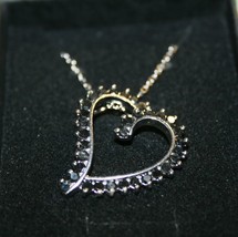 1 Carat Natural Black Diamond Heart Pendant Necklace White 14k Gold over 925 SS - $139.64