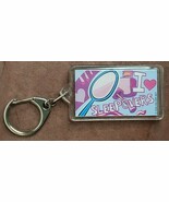I Love Sleepovers Keychain Key Ring 1 3/8 x 2 3/8”” Rectangle Purple Blu... - $9.59