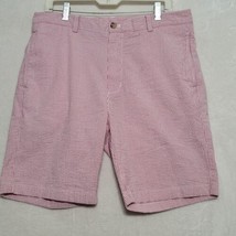 Vineyard Vines Mens Shorts Sz 35 Pink White Seersucker Chino 9&quot; Breaker - £21.84 GBP