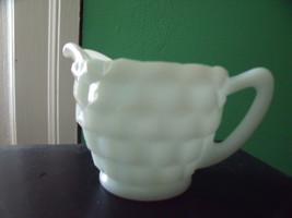 Jeannette White Milk Glass Creamer in Cubist Pattern - $25.00