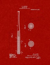 Base-ball Bat Patent Print - Burgundy Red - $7.95+