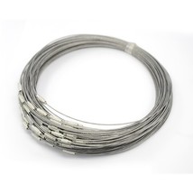 Wire Necklace Choker Antiqued Silver Stainless Steel Screw Clasp  - £2.78 GBP