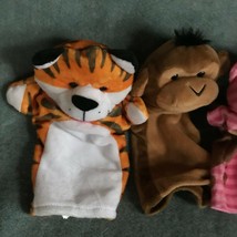 Lot of Melissa &amp; Doug Plush Pink Pig Brown Monkey &amp; Orange TIGER Hand Puppets –  - £9.02 GBP