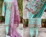 Pakistani Sea Green  3Pcs Fancy Chiffon Dress with embroidery &amp; Squins w... - £89.95 GBP