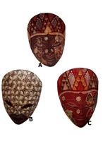 Small Indonesian Wood Mask, Hand painted wooden Indonesian Mask, wall mask  - £11.19 GBP