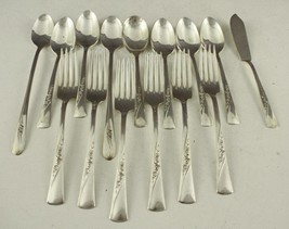 Vintage 15PC Lot Flatware International REVELATION Pattern II 1953 Rose & Scroll - $24.60