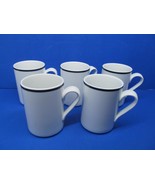Dansk Bistro 4&quot; Tall Black Stripe Set Of 5 Cups Mugs GUC Made In Portugal - £31.25 GBP