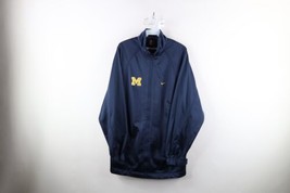 Vtg Nike Mens M Team Issued University of Michigan Football Full Zip Jacket Blue - £77.83 GBP