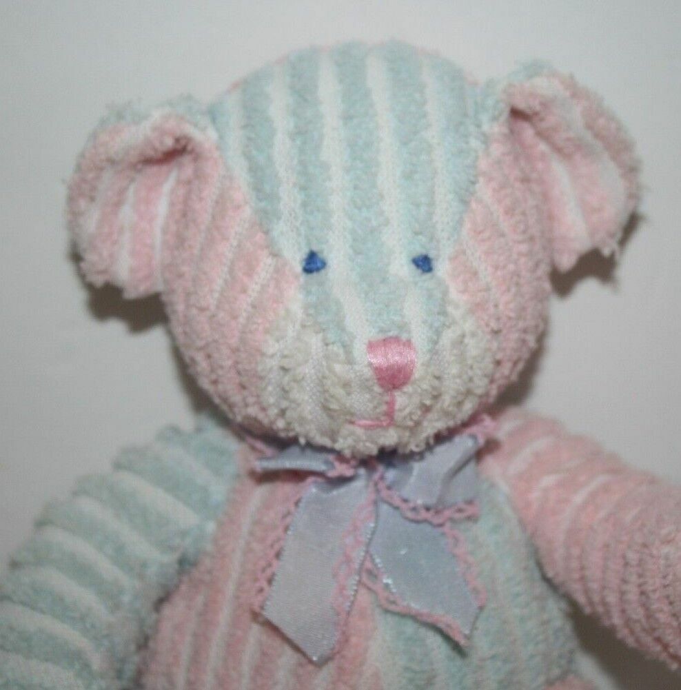 Russ Baby Twiddles Teddy Bear Rattle 10&quot; Soft Pink Blue Chenille Plush 1... - $15.48