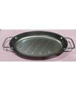 Dark Color Non-Stick Aluminum 13&quot; Oval Oblong Grill Pan Double Handles - £11.84 GBP