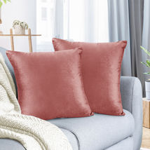 Misty Rose 16&quot;x16&quot; Throw Pillow Covers Set 2 Sofa Velvet Cushion Cases - £21.24 GBP