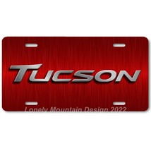 Hyundai Tucson Text Inspired Art on Red FLAT Aluminum Novelty License Tag Plate - £14.14 GBP