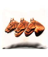 Vintage Copper 2.5&quot; Brooch Pin 3 Triple Horse Heads Equestrian Dressage ... - $34.68 CAD