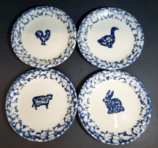 Folk Craft ANIMALS Tienshan 7.5&quot; Dessert Plates Goose Cow Rooster Rabbit... - £23.25 GBP