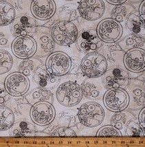 Cotton Gears Machines Blueprints Vintage Natural Fabric Print by Yard D775.99 - £10.35 GBP