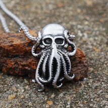 Punk Hip Hop Cthulhu Octopus Pendant Necklace Stainless Steel Men Fashion Street - £13.78 GBP