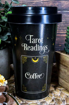 Wicca Psychic Tarot Readings Coffee Card Bamboo Travel Mug Cup W/ Lid And Sleeve - £15.97 GBP