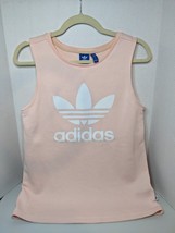 Adidas Tank Top Shirt Women&#39;s Size XS Sleeveless Spell Out Logo Pink White - £10.47 GBP