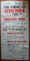 1970 Original Culture Event Poster Festival Internazionale Della Vendemmia Big - £46.26 GBP
