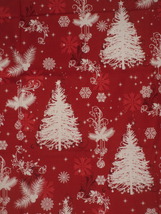 Christmas Tree Fabric 2 Yds Hancock Remnant Red &amp; White  - £12.23 GBP