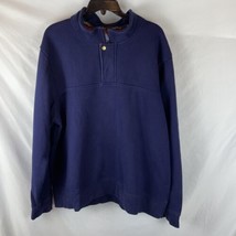 Vintage ORVIS Pullover Sweatshirt Quarter Zip Snap Long Sleeve Mens 2XL Navy Blu - £14.51 GBP