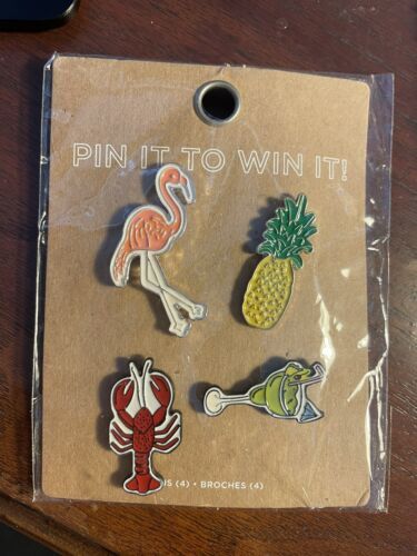 American Eagle Outfitters Pin Set Of 4 Colorful Enamel New Flamingo Pineapple - $9.04