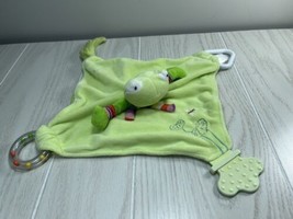 Stephan Baby plush security blanket green frog scarf lovey 2009 rattle t... - $15.58