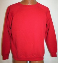 Vintage 80s HANES SPORT Blank Red Cotton Acrylic Raglan SWEATSHIRT M Vtg... - $24.73