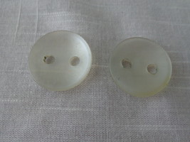 Shell White Concave Iridescent 2 Large hole Buttons Vintage (#3723) - $8.99