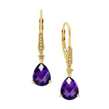 3ct Pear Cut Simulated Blue Sapphire &amp; Diamond Drop Earrings Sterling Silver - £51.35 GBP