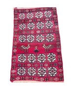 Vintage Hand-Knotted Wool Red Geometric Birds Ethnic Carpet Rug Kilim 54... - £1,022.98 GBP