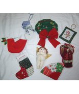  Set of 8 Cloth and  Felt Christmas  Stocking Ornaments - £13.42 GBP