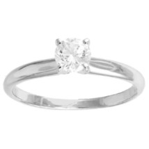 14K White Gold-Plated Silver 1 ct Round D VVS1 Moissanite Engagement Ring - £73.63 GBP