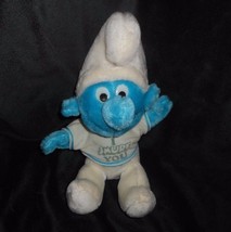 11&quot; Vintage Smurf &quot; I Smurf You&quot; Peyo Sitting Stuffed Animal Plush Toy Lovey - £13.73 GBP