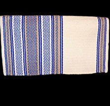 California Custom Hand Loomed Royal Blue Beige Gold Saddle Blanket Pad 34 x 37in - £367.69 GBP