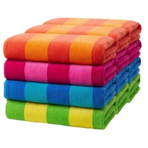 Kaufman - Soft Oversized Beach Towels In Bulk | 30&quot; X 60&quot; Velour Striped Beach T - $203.99