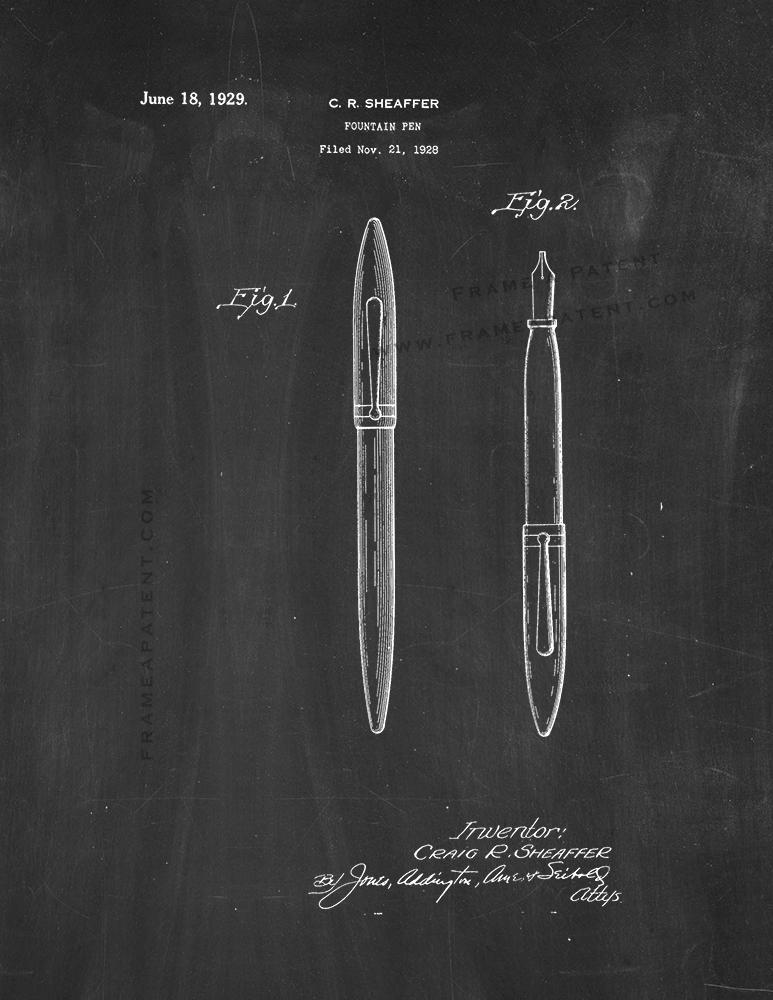 Fountain Pen Patent Print - Chalkboard
